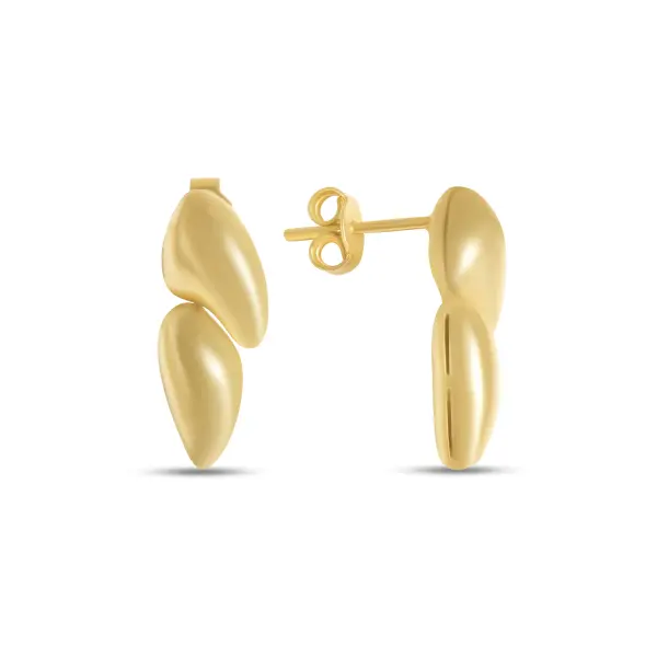 Cercei aur 14K design modern Double Drop