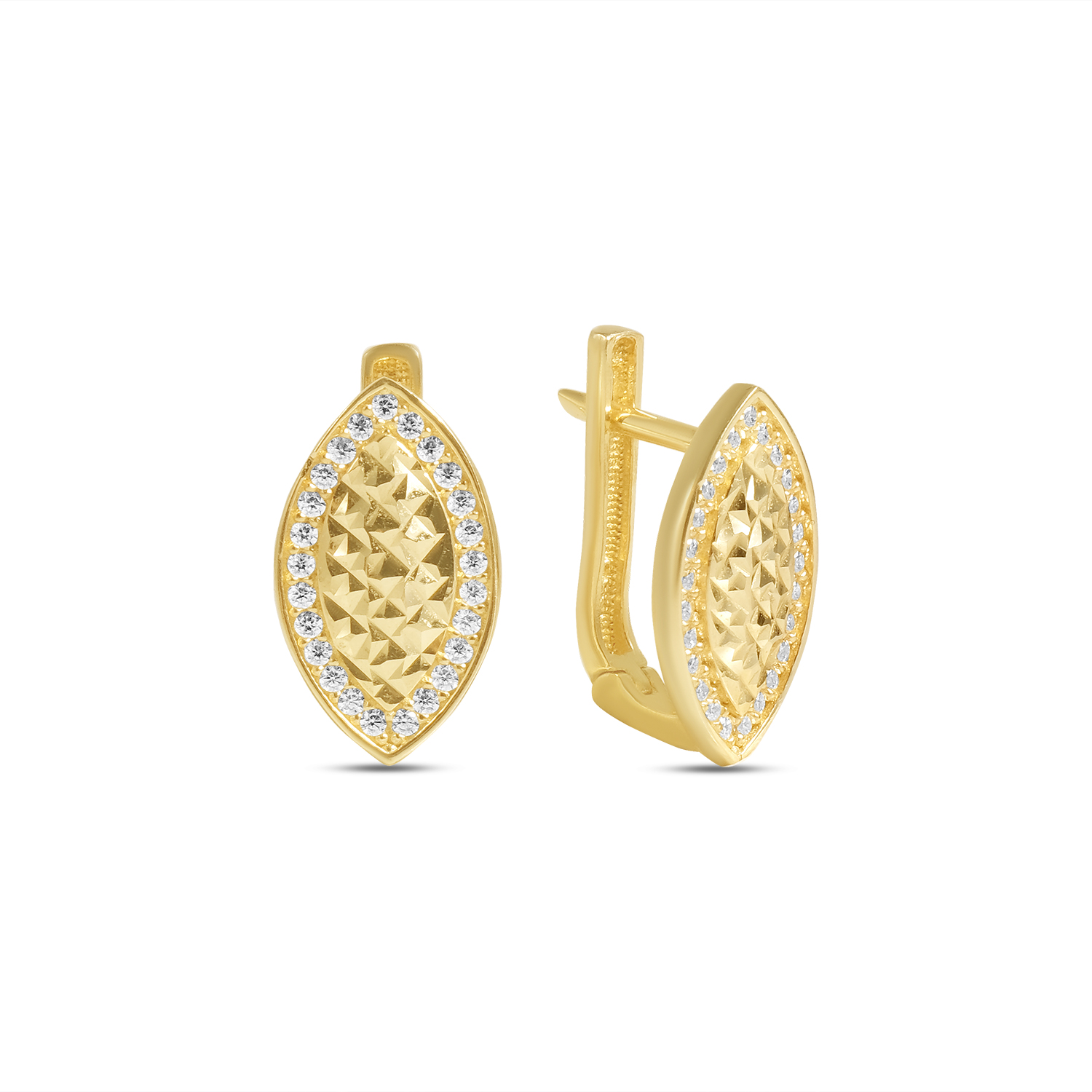 Cercei aur 14K ovali cu pietre Zirconia Oval Radiance