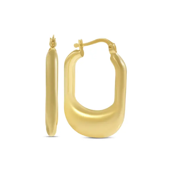 Cercei aur 14K ovali alungiti cu design modern Gloss Frame