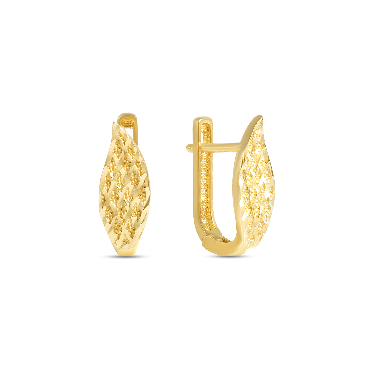 Cercei aur 14K model frunza texturati Golden Leaf Glow
