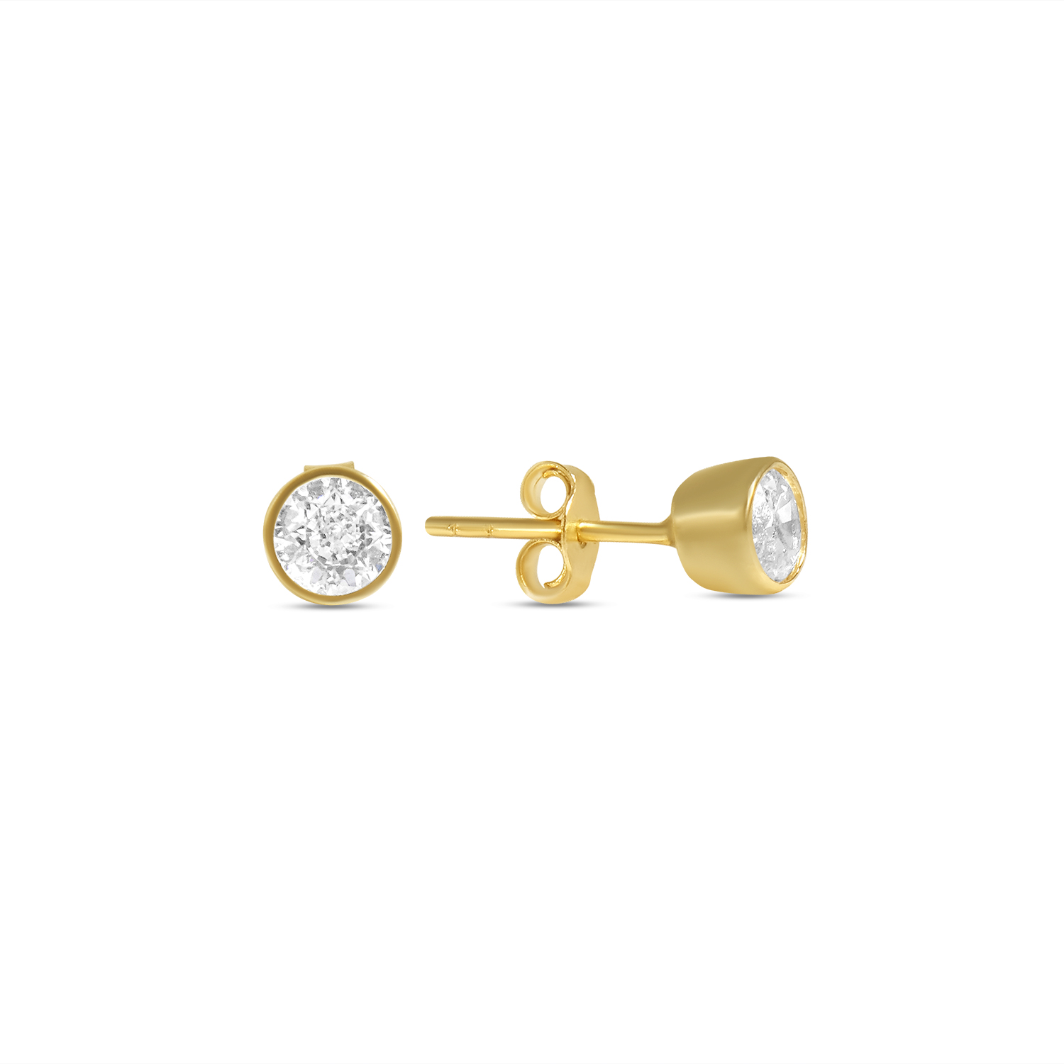 Cercei aur 14K scurti rotunzi cu pietre Zirconia Pure Spark
