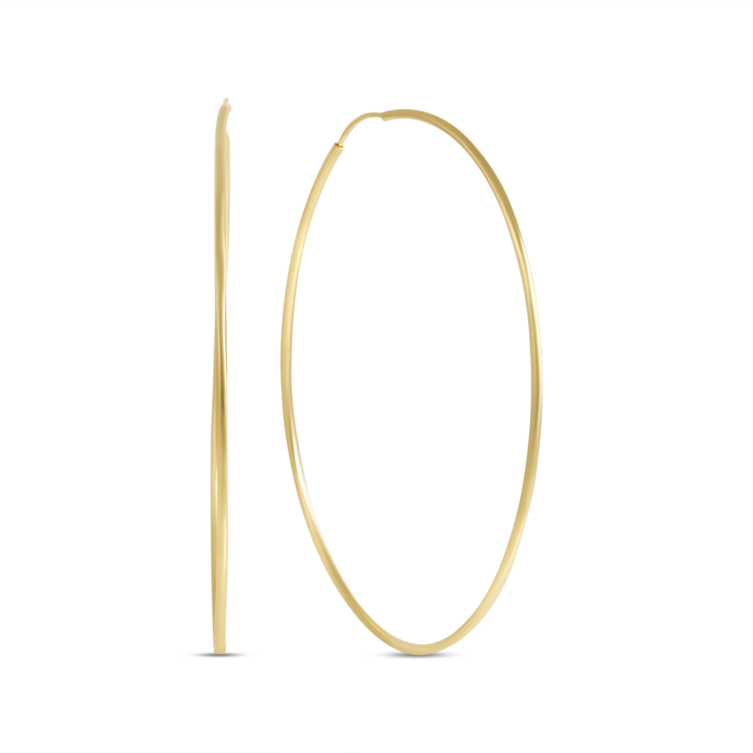 Cercei aur 14K rotunzi mari cu profil subtire Golden Circle Icon