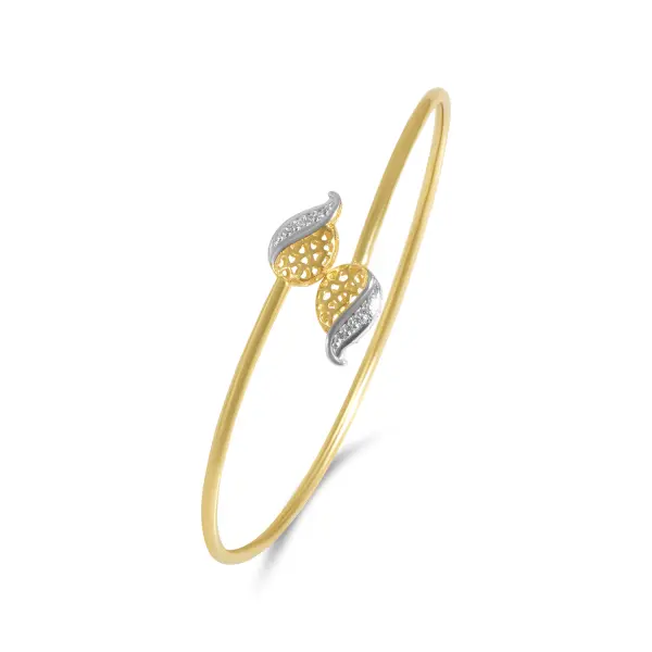 Bratara aur 14k fixa cu frunze si pietre Zirconia Golden Leaves