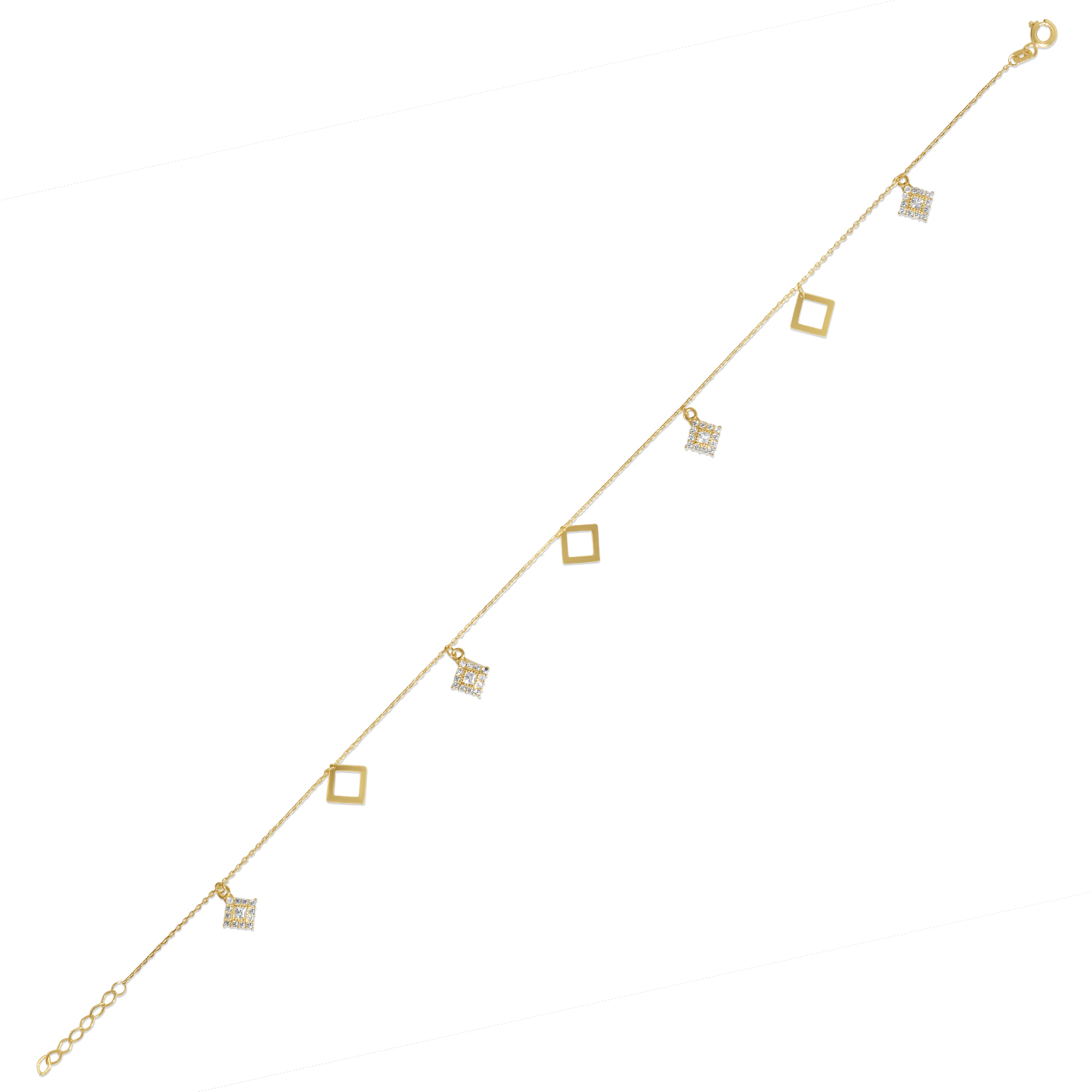 Bratara aur 14K cu stele si pietre Zirconia Golden Star Anklet