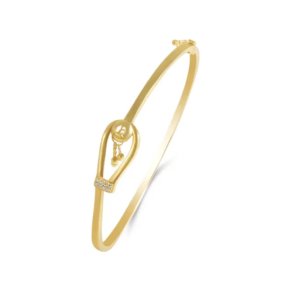 Bratara aur 14k fixa cu nod, fire de aur si pietre Zirconia Golden Knot