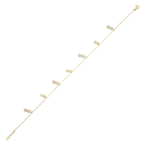 Bratara aur 14K cu semnul infinitului si pietre Zirconia Infinite Grace