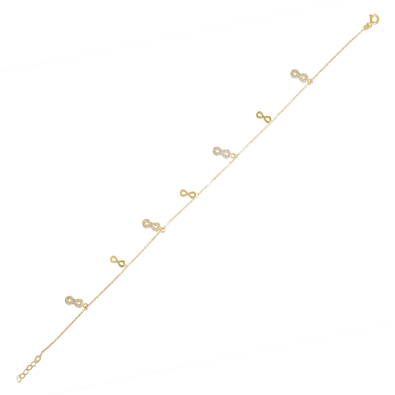 Bratara aur 14K cu semnul infinitului si pietre Zirconia Infinite Grace
