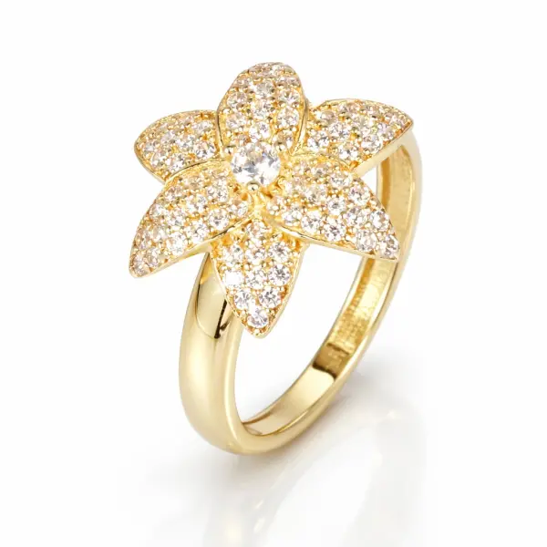 Inel aur 14K cu model floare si pietre Zirconia Floral Radiance