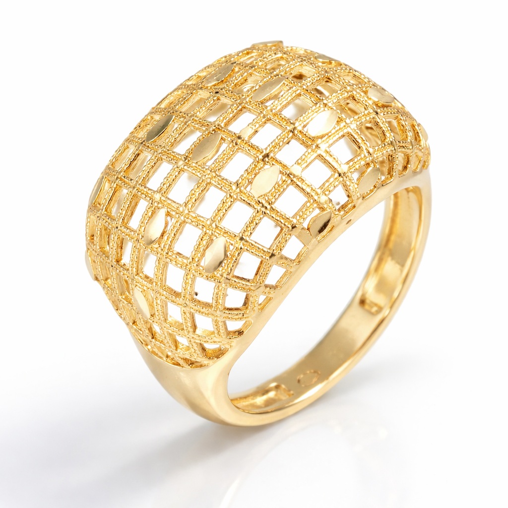 Inel aur 14K cu design rotunjit perforat Golden Dome