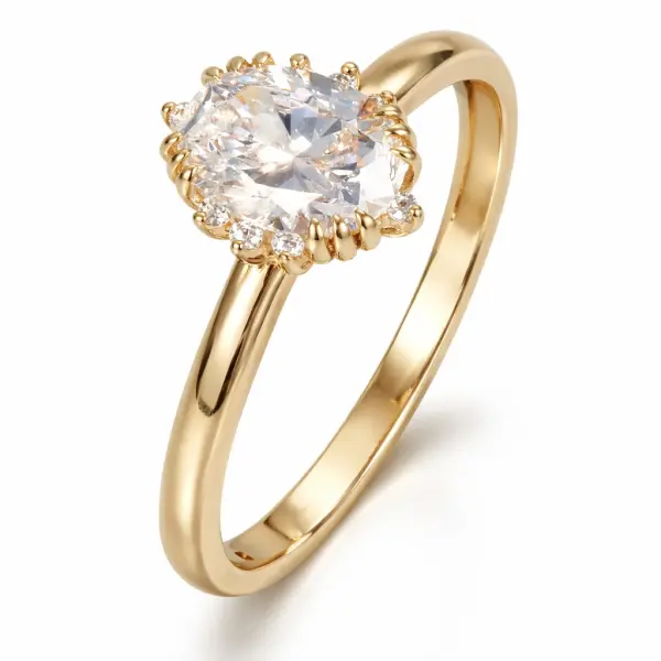 Inel aur 14K cu piatra Zirconia ovala Crystal Oval Grace