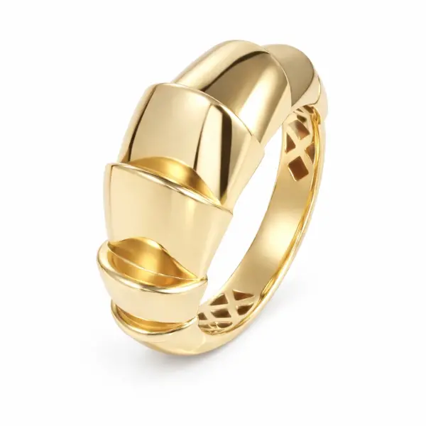 Inel aur 14K design geometric sculptural Golden Edge