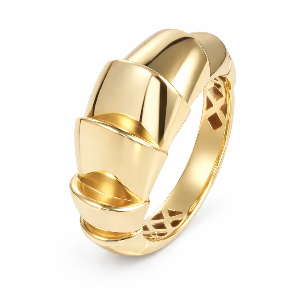 Inel aur 14K design geometric sculptural Golden Edge