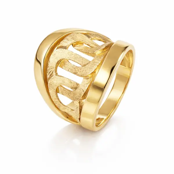 Inel aur 14K cu model zale asimetrice Chain Muse