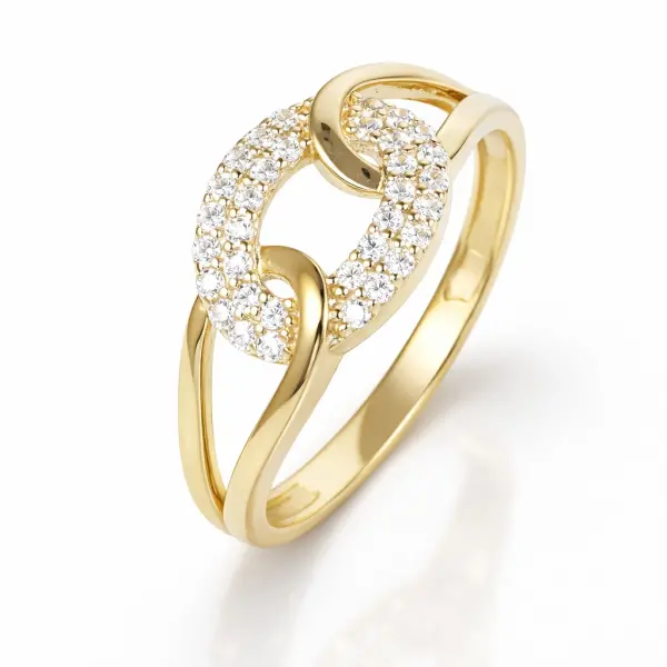 Inel aur 14K cu cerc de pietre Zirconia Eternal Circle Glow