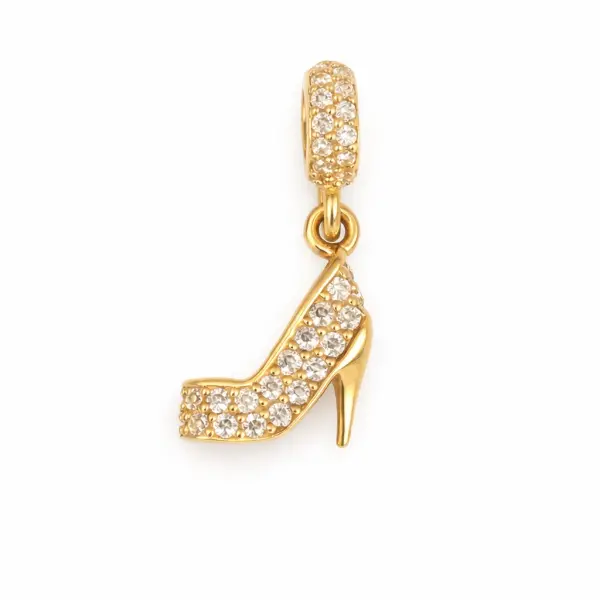 Charm aur 14k model pantof pavat cu pietre Zirconia Glam Step