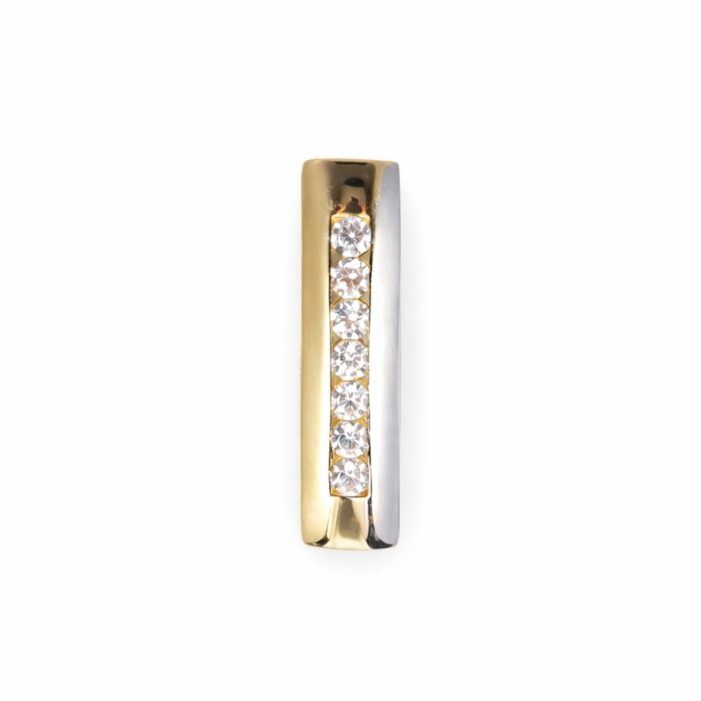 Pandantiv aur 14K cu linie de pietre Zirconia Linear Glow