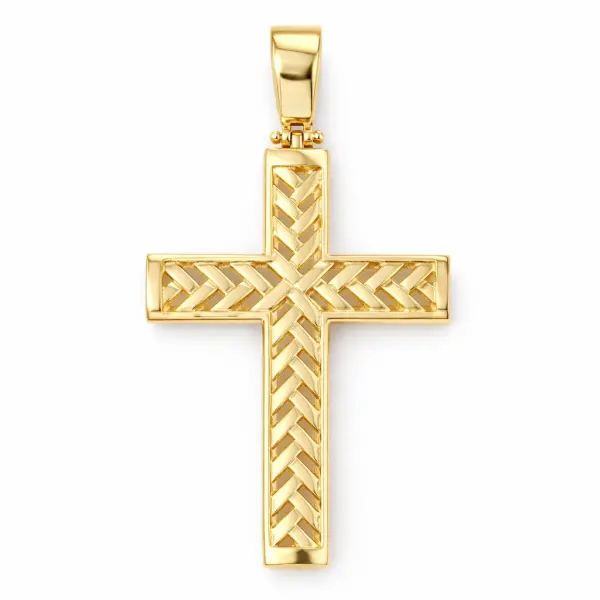 Pandantiv aur 14K model cruce perforata Sacred Geometry