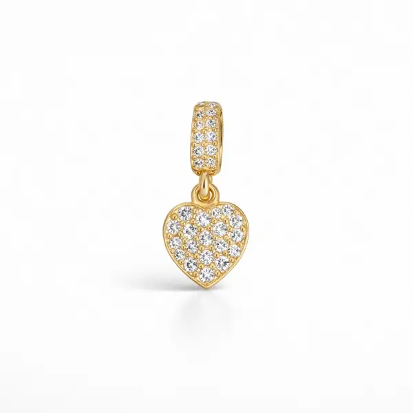 Charm aur 14k in forma de inima pavata cu pietre Zirconia Pure Love Spark