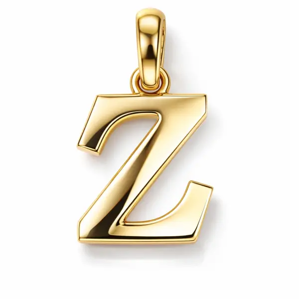 Pandantiv aur 14K litera Z Signature Initial