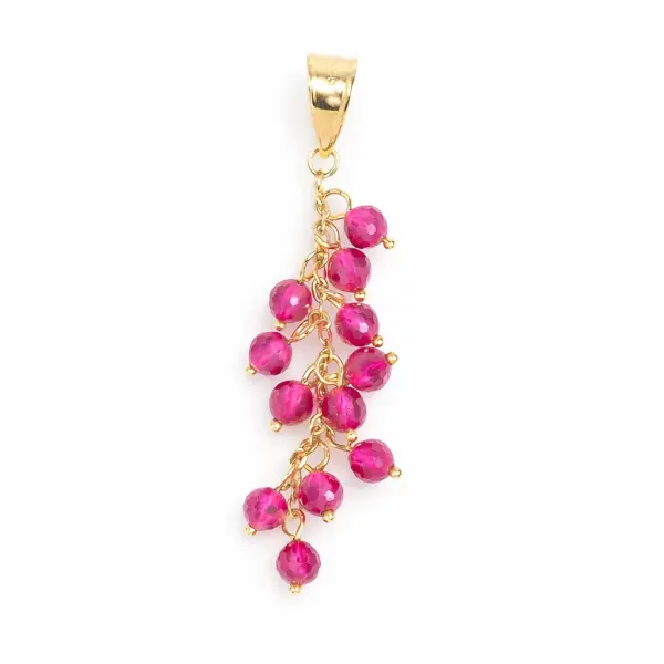 Pandantiv aur 14K cu fir si pietre Zirconia in forma de strugure Ruby Cascade