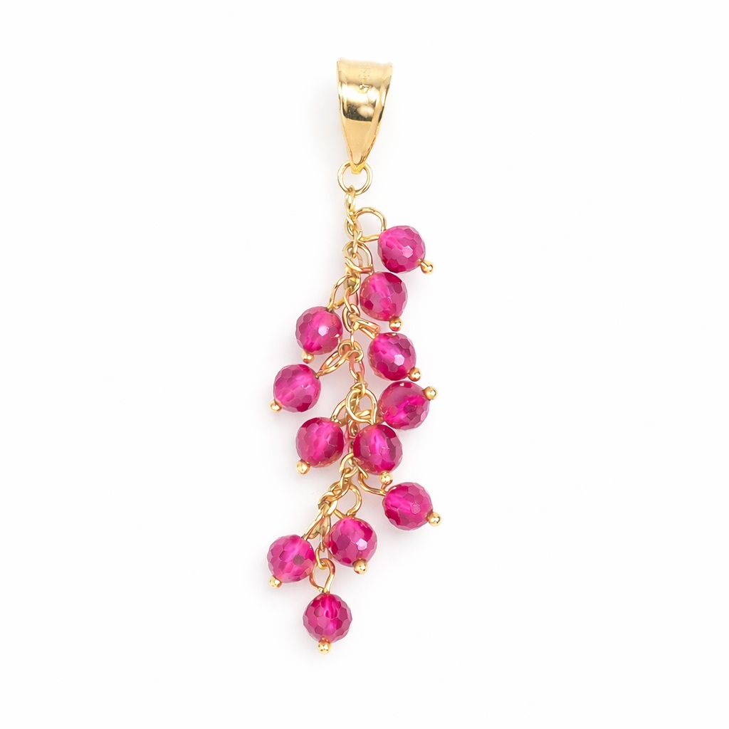 Pandantiv aur 14K cu fir si pietre Zirconia in forma de strugure Ruby Cascade
