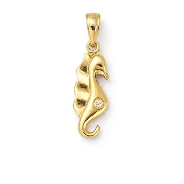 Pandantiv aur 14K in forma de calut de mare cu piatra Zirconia Ocean Whisper