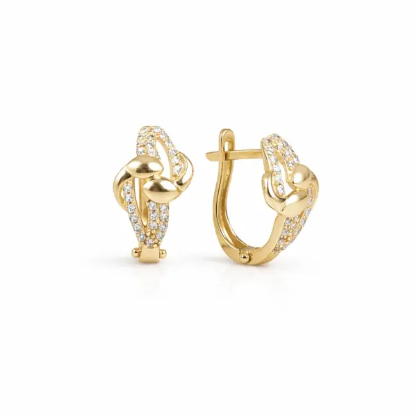 Cercei aur 14K model alungit cu pietre Zirconia Elongated Glow