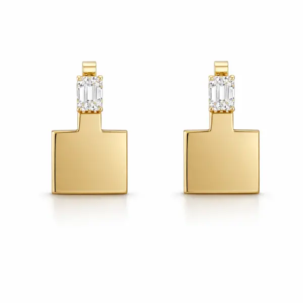 Cercei aur 14K plati cu suprafata lucioasa si pietre Zirconia Gloss Radiant