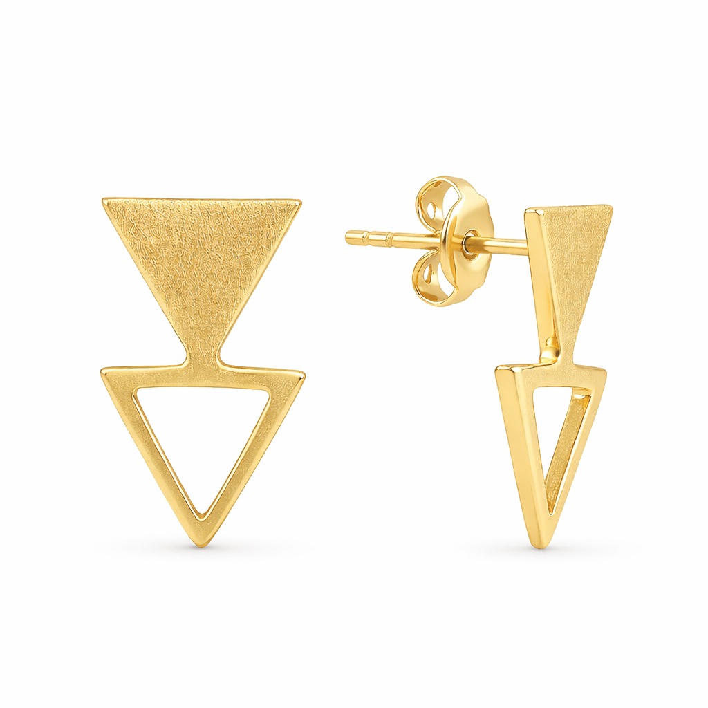 Cercei aur 14K cu triunghi plin si triunghi perforat Dual Triangle Glow