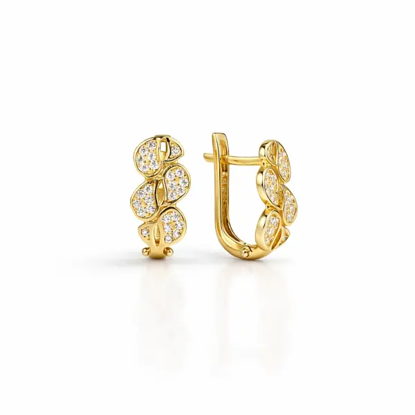 Cercei aur 14K model picaturi cu pietre Zirconia Crystal Drops