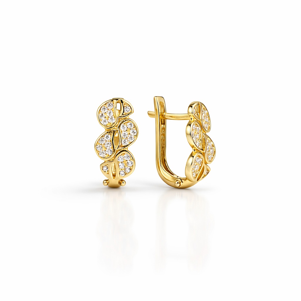 Cercei aur 14K model picaturi cu pietre Zirconia Crystal Drops