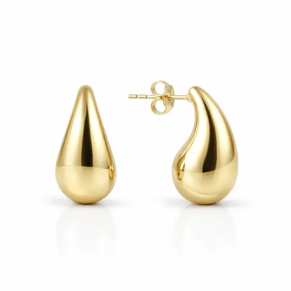 Cercei aur 14K model picatura cu finisaj lucios Pure Drop