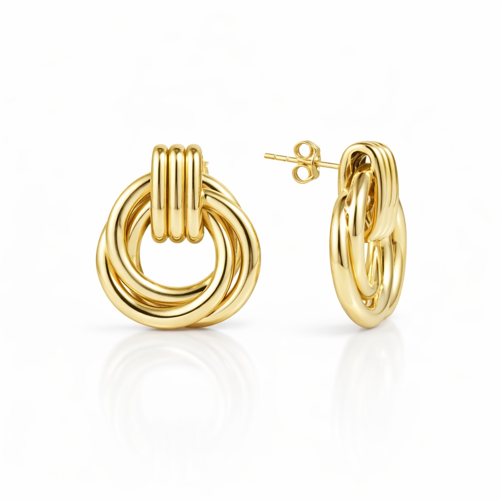 Cercei aur 14K design impletit Golden Knot Statement