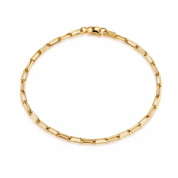 Bratara aur 14K cu zale dreptunghiulare drepte Linear Edge Chain