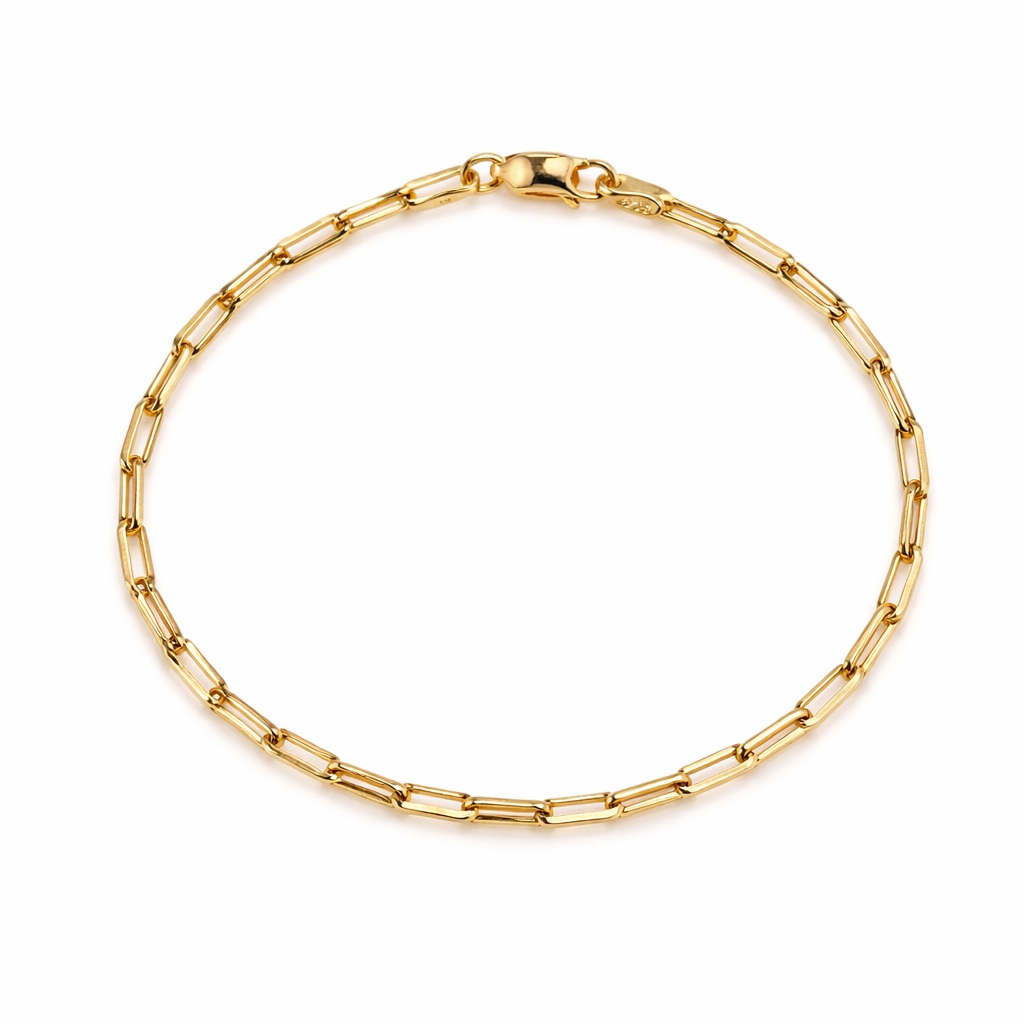 Bratara aur 14K cu zale dreptunghiulare drepte Linear Edge Chain