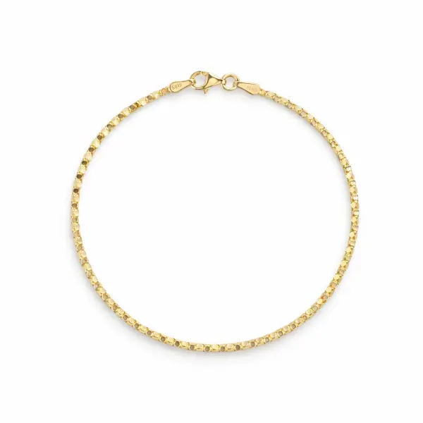Bratara aur 14K cu zale mici turtite Flat Spark Chain