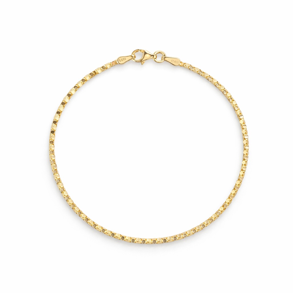 Bratara aur 14K cu zale mici turtite Flat Spark Chain