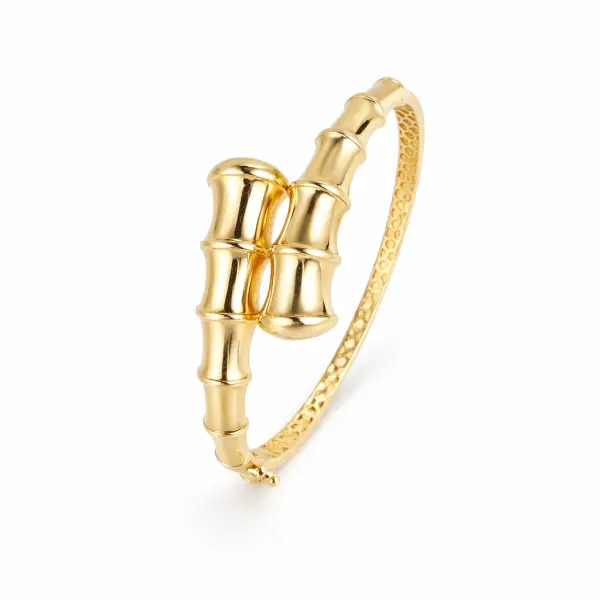 Bratara aur 14k fixa textura bamboo Golden Bamboo Cuff