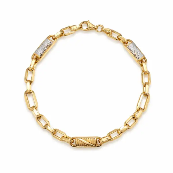 Bratara aur 14K cu zale hexagonale si zale late Hexa Power Link