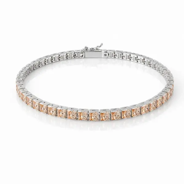 Bratara aur 14K tennis pavata cu pietre Zirconia albe si portocalii Sunset Tennis Glow