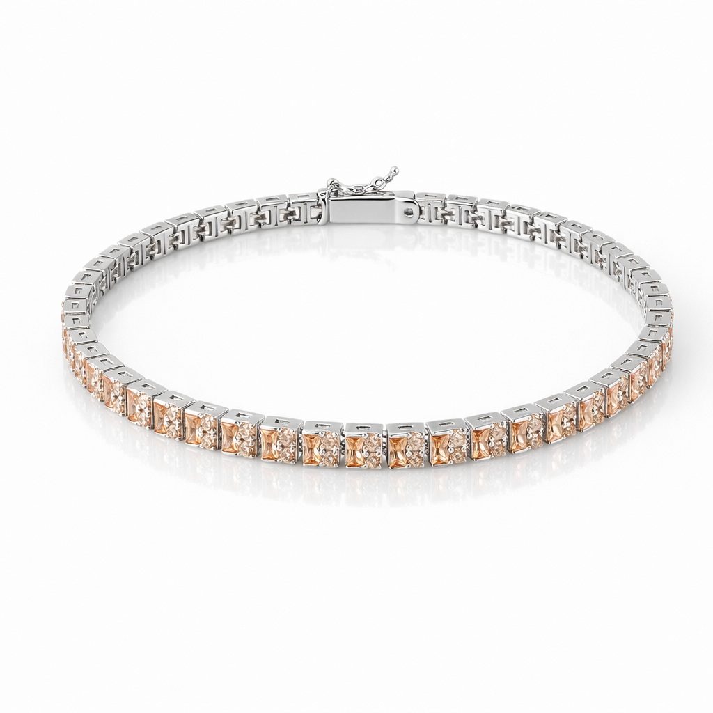 Bratara aur 14K tennis pavata cu pietre Zirconia albe si portocalii Sunset Tennis Glow