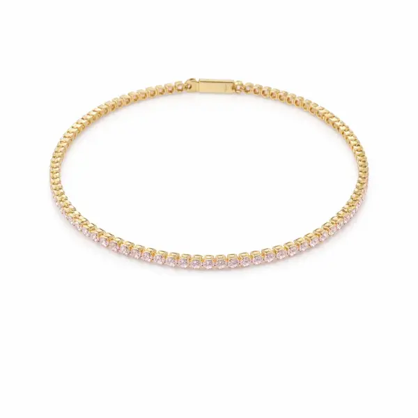 Bratara aur 14K tennis pavata cu pietre Zirconia roz Blush Tennis Glow