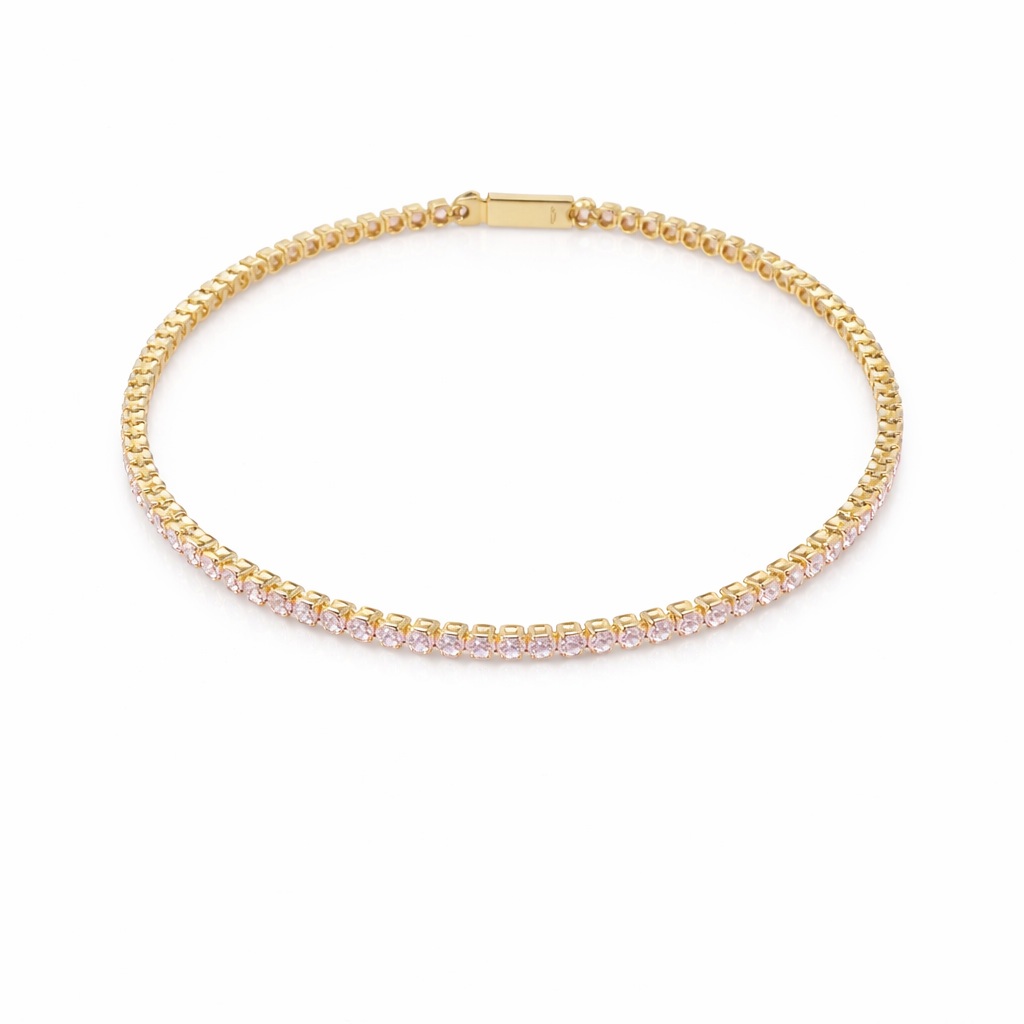 Bratara aur 14K tennis pavata cu pietre Zirconia roz Blush Tennis Glow