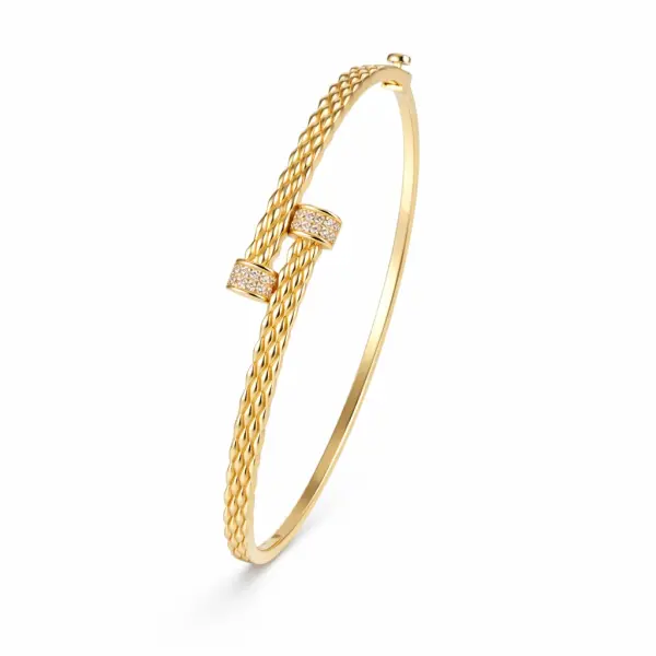 Bratara aur 14k fixa texturata cu pietre Zirconia Radiant Mesh Glow