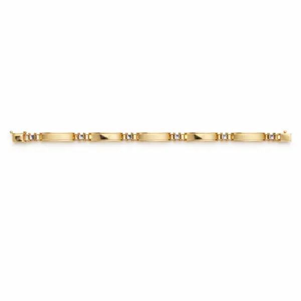 Bratara aur 14K cu zale lungi perforate Linear Structure Duo