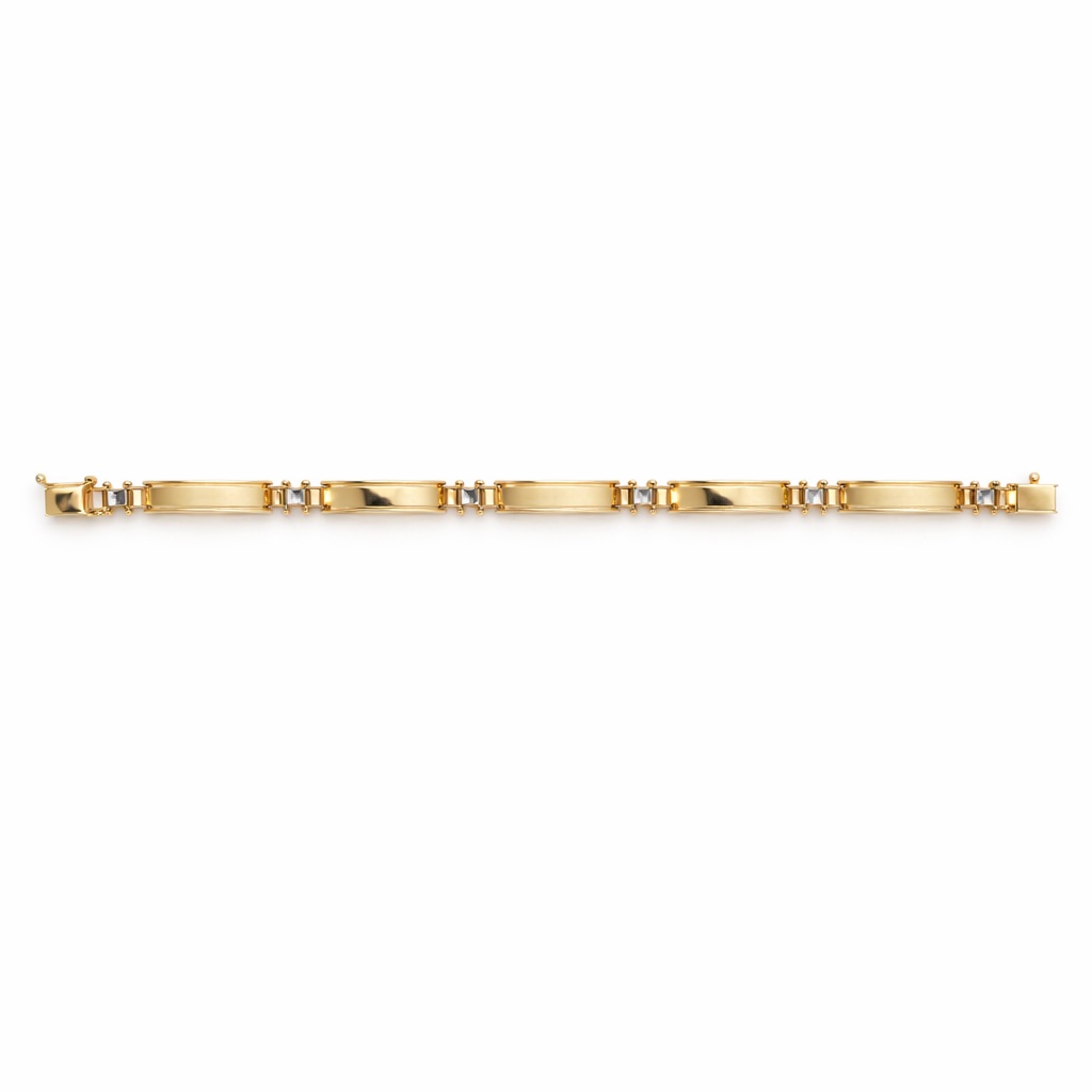 Bratara aur 14K cu zale lungi perforate Linear Structure Duo