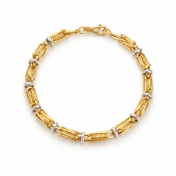 Bratara aur 14K cu zale duble si inele Dual Link Harmony