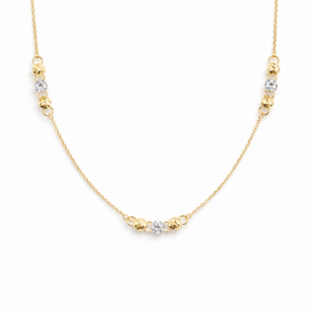 Colier aur 14k cu pandantive rotunde texturate Dual Glow