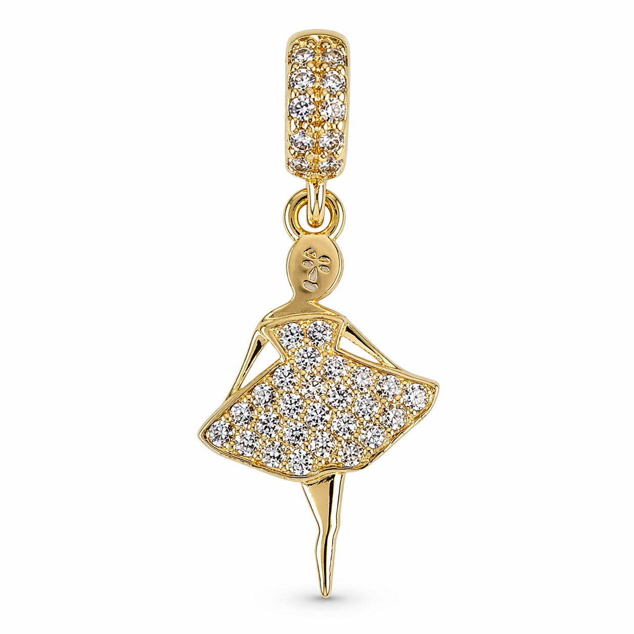 Charm aur 14k balerina cu pietre Zirconia Graceful Ballerina