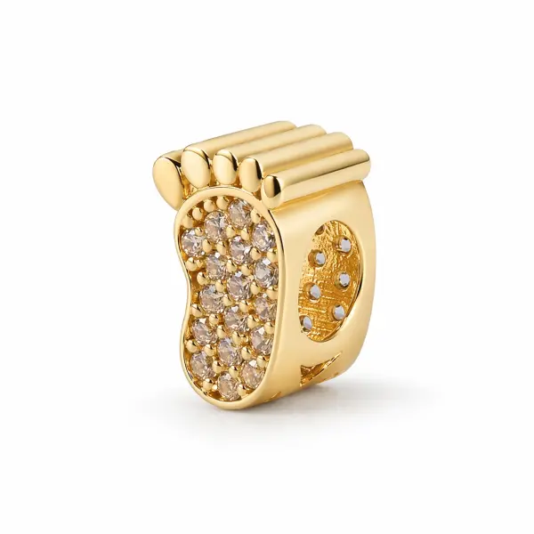 Charm aur 14k talpa cu pietre Zirconia Baby Steps Glow